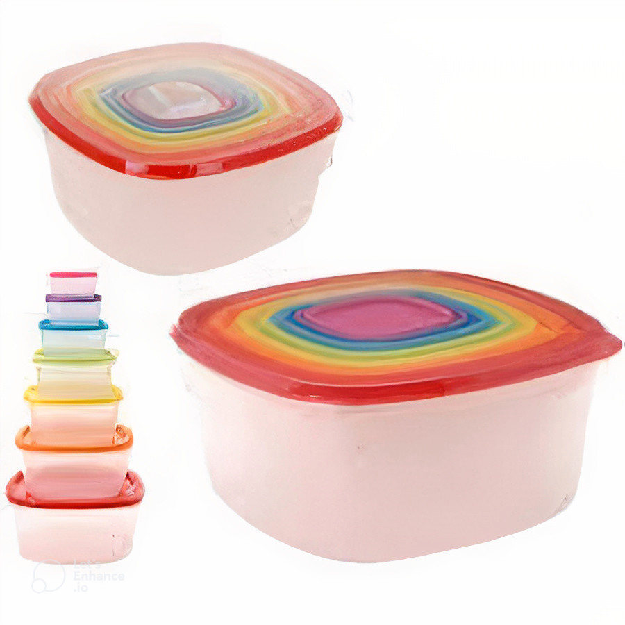 Rainbow Rectangular Food Containers Set7