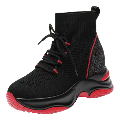 Women's High-Top Sport Shoes – Black & Red